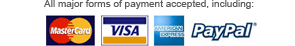 We accept Visa, Mastercard, American Express & Paypal